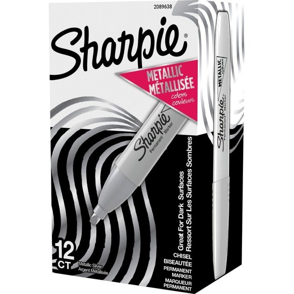 Sharpie Marker, Metallic, Chisel Point, 2/5"x5-1/2"x3/5", 12/DZ, GY PK SAN2089638